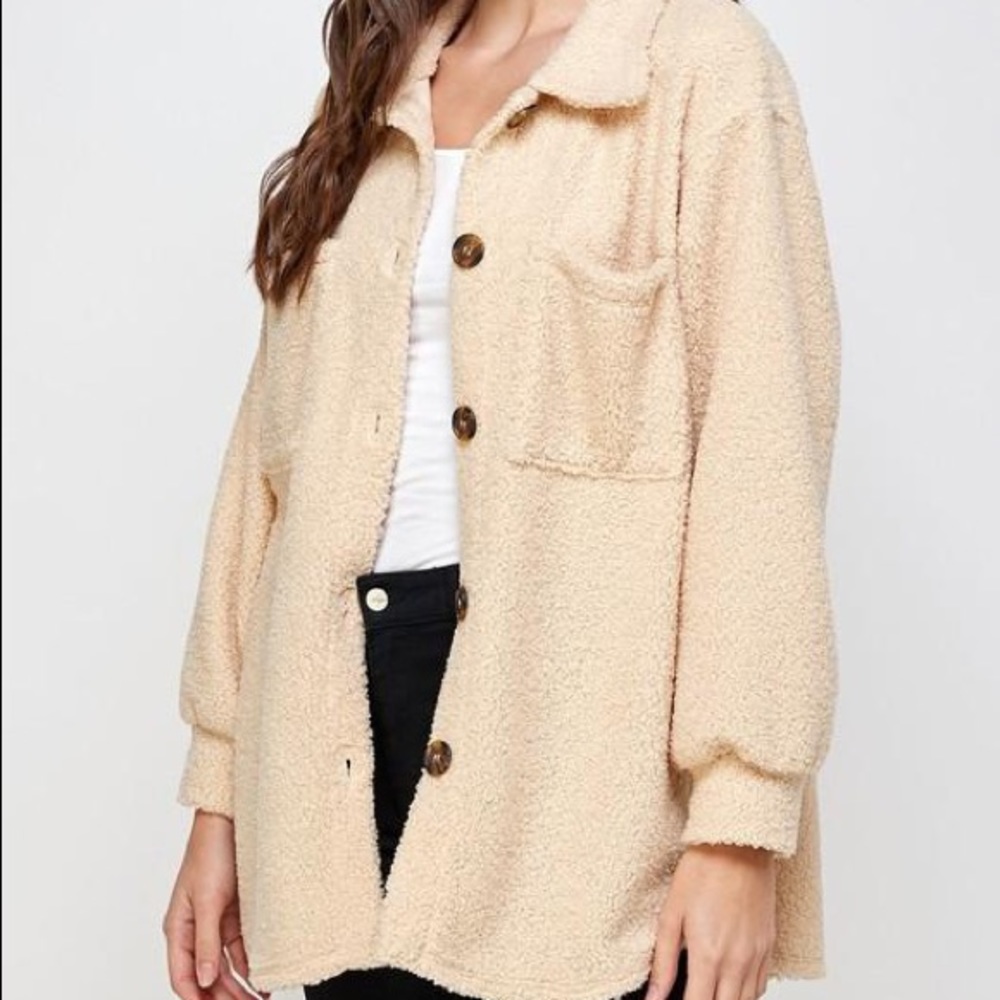 Oversized Cream Sherpa Shirt